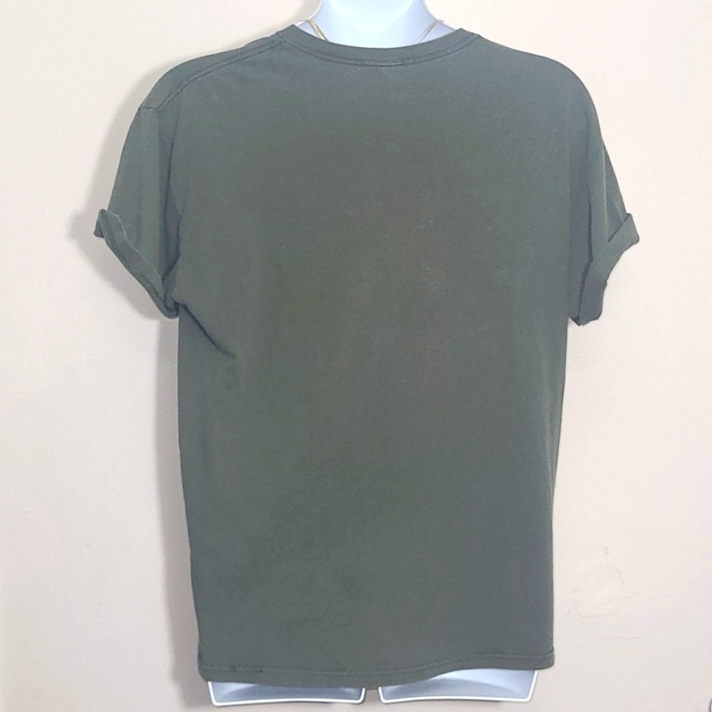 Kitty Cat Tshirt 100% Cotton Army Green Xl Distre… - image 3